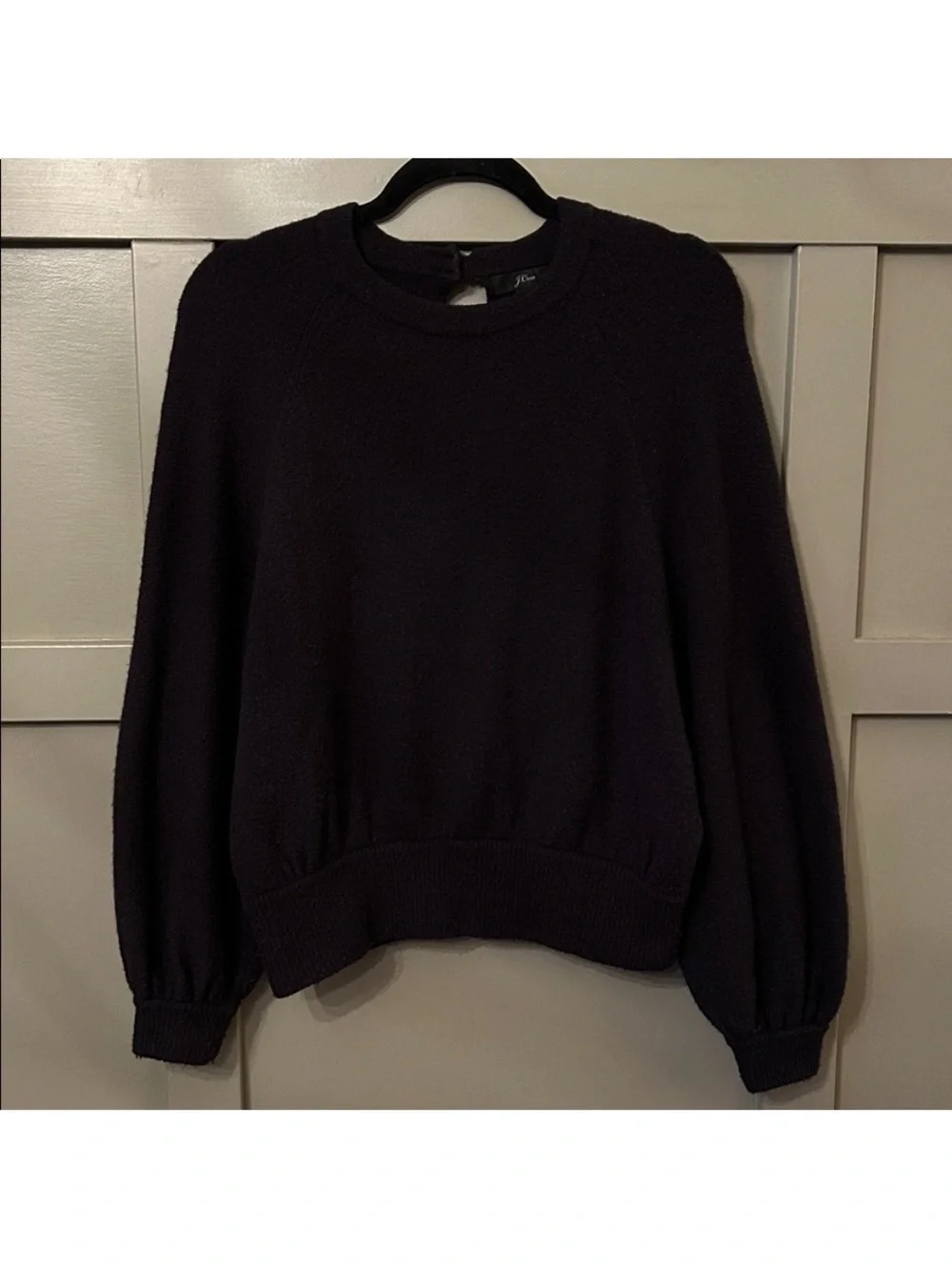 J. Crew Crewneck Gathered Sweater in Supersoft Yarn Wool Alpaca Black Size Small